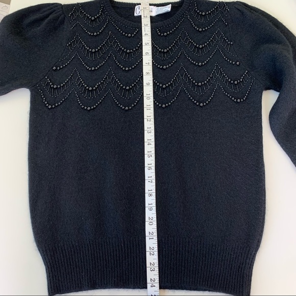 Carducci Vintage Lambswool Angora sweater size small black beaded - Picture 7 of 7